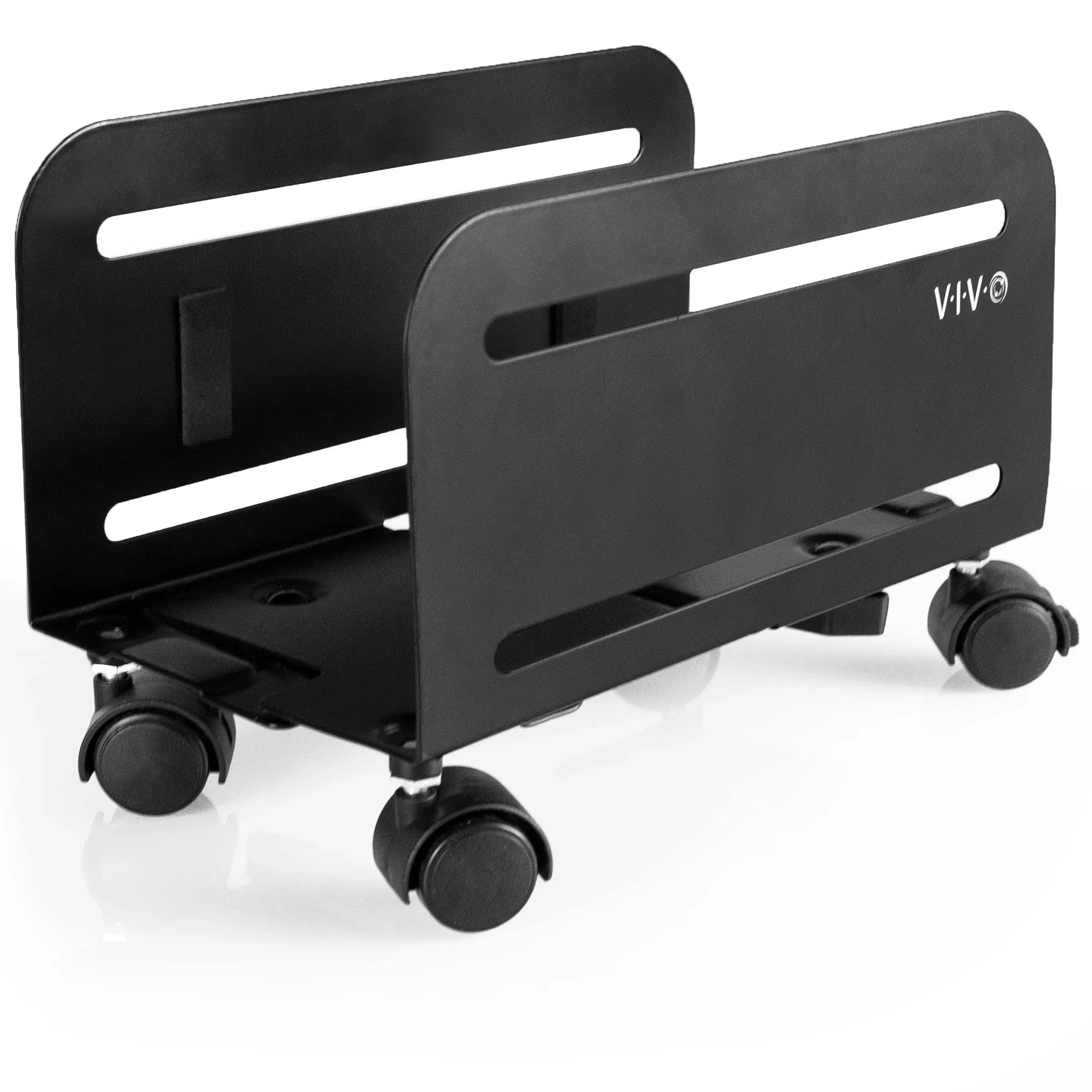 Vivo Black Computer Desktop ATX Case CPU Steel Rolling Stand Adjustable Mobile