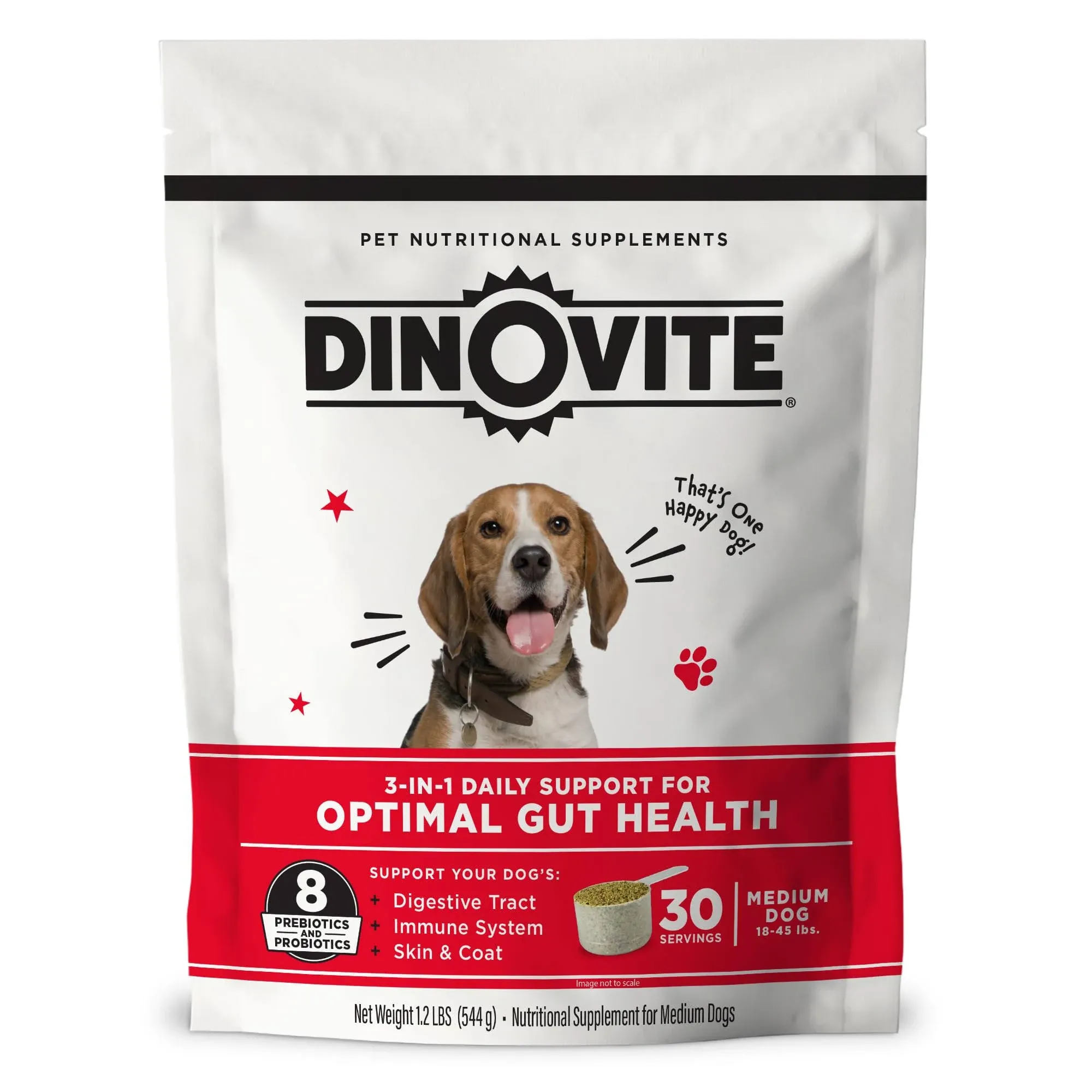 Dinovite Probiotic Supplement for Dogs - Omega 3 for Dogs - Hot Spot Relief - Skin & Coat Supplement for Dogs (30 Day Supply, Medium Dogs (18-45 lbs))