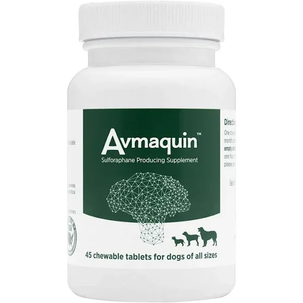 Nutramax Laboratories Avmaquin Sulforaphane Producing Supplement for Dogs, 45 Chewable Tablets