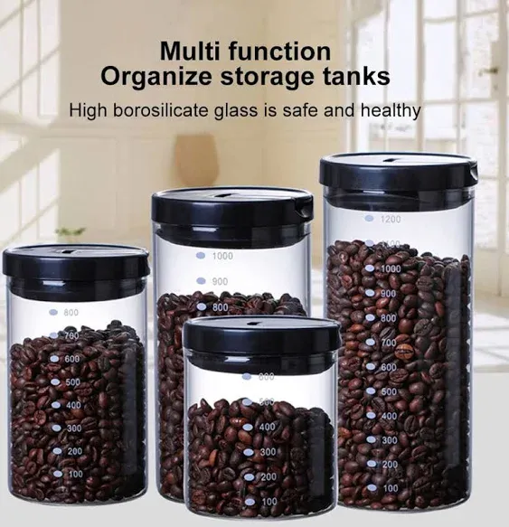 Airtight Glass Canister with Lids Food Storage Jar Round - Storage Container with Clear Preserving Seal Wire Clip Fastening for Kitchen Canning Cereal Pasta Sugar Beans Spice