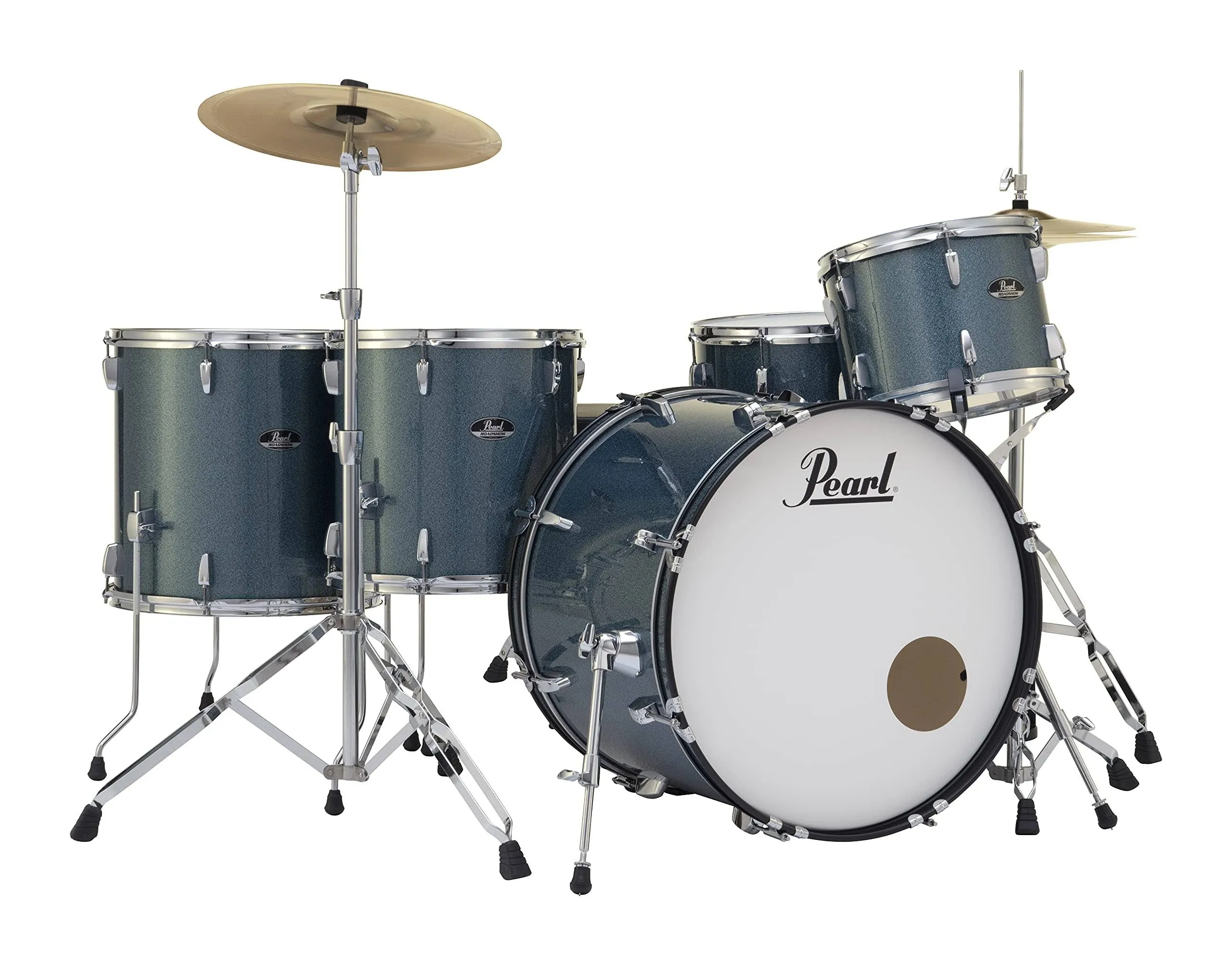 Pearl Roadshow Drum Set with Hardware and Cymbals, Aqua Blue Glitter (RS525WFC/C703)