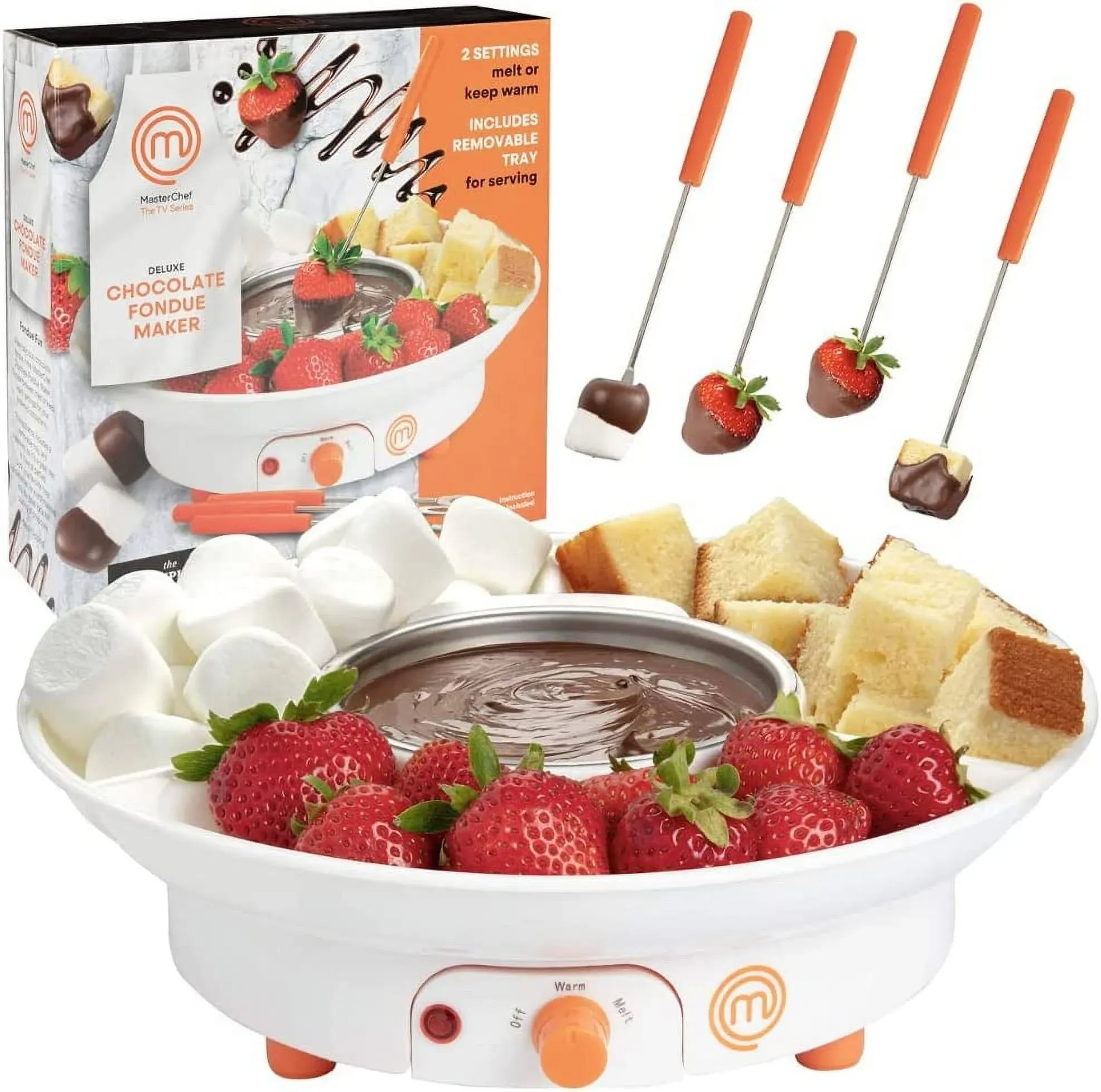 MasterChef Chocolate Fondue Maker- Deluxe Electric Dessert Fountain Fondue Pot ...