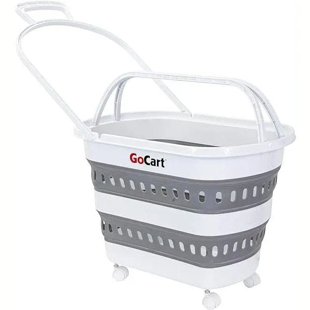 Dbest Products Folding GoCart Collapsible Laundry Basket on Wheels Grocery Cart ...