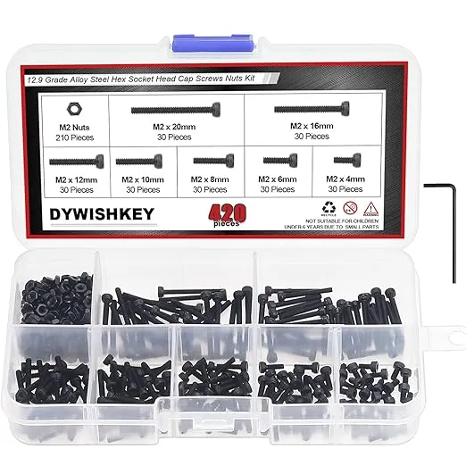 DYWISHKEY Hex Socket Head Cap Bolts Screws Nuts Kit