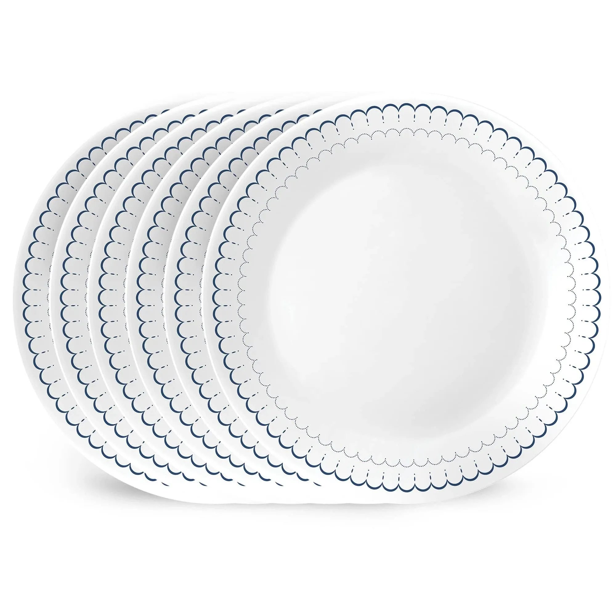 Corelle 6-Piece 10.25" Dinner Round Plates, Vitrelle Triple Layer Glass, Lightweight Round Plates, Large Round Plates, Chip and Scratch Resistant,