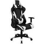 Flash Furniture X20 Fully Reclining LeatherSoft Racing Style Gaming Chair with Headrest, Lumbar Pillows, Ergonomic Swivel Computer Chair, Black/White