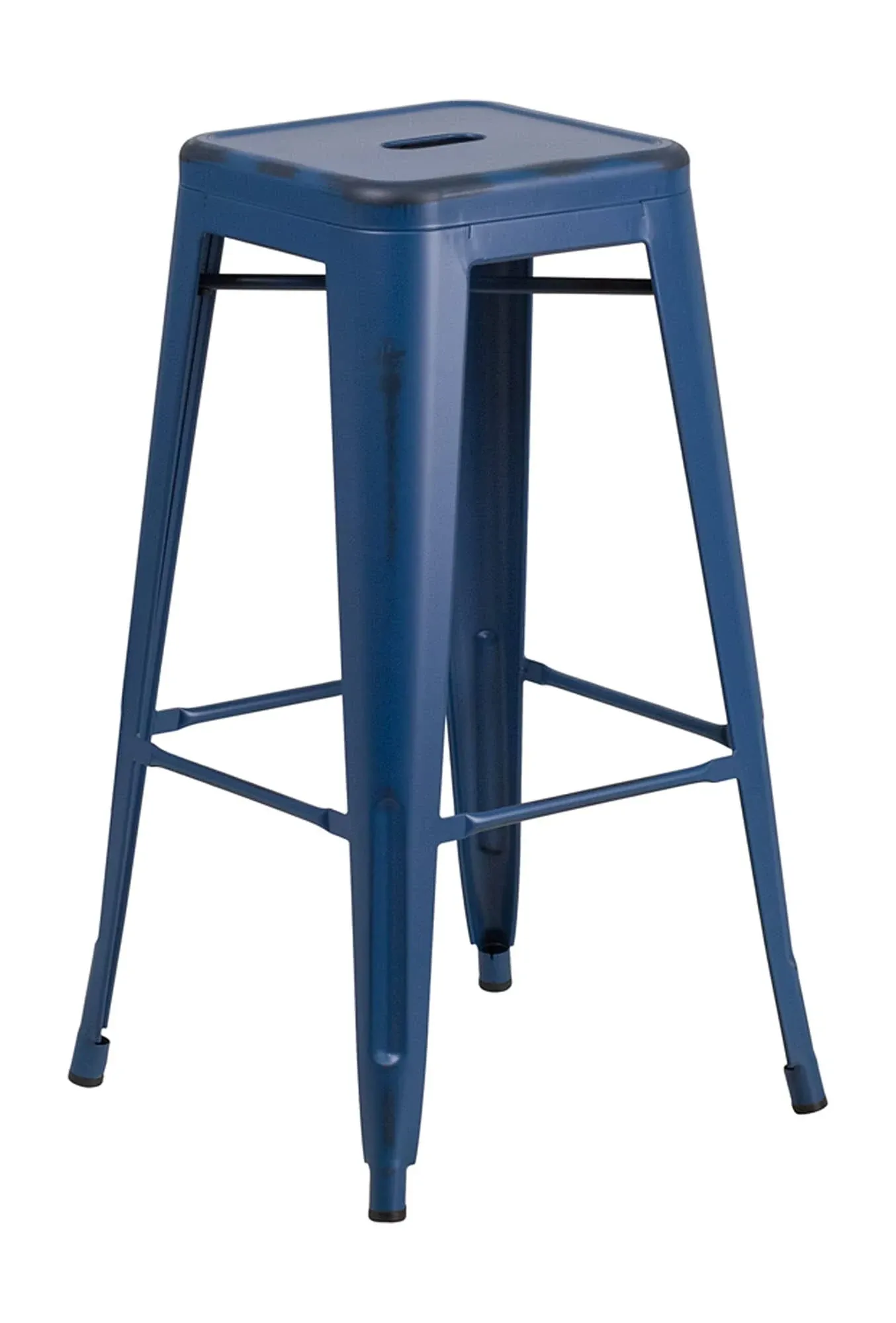 Flash Furniture ET-BT3503-30-AB-GG Backless Commercial Bar Stool w/ Metal Seat, Antique Blue, Distressed Antique Blue