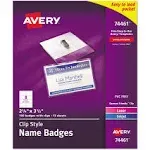 AVERY Clip-style Name Badge Holder With Laser-inkjet Insert