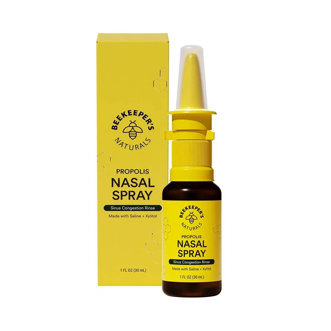 Beekeeper's Naturals Nasal Spray for Adults with Propolis, Xylitol & Saline ...