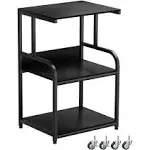 EasyCom Printer Stand- Large 3 Tier Sofa Side Table with Wheels- Industrial Printer Storage Cart- Modern Night Stands with Storage Shelf for Living