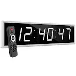 Ivation Huge 36" Inch Large Big Oversized Digital LED Clock with Stopwatch, Alarms, Countdown Timer & Temp - Shelf or Wall Mount (Blue) | 6-Level Brightness, Mounting Holes & Hardware