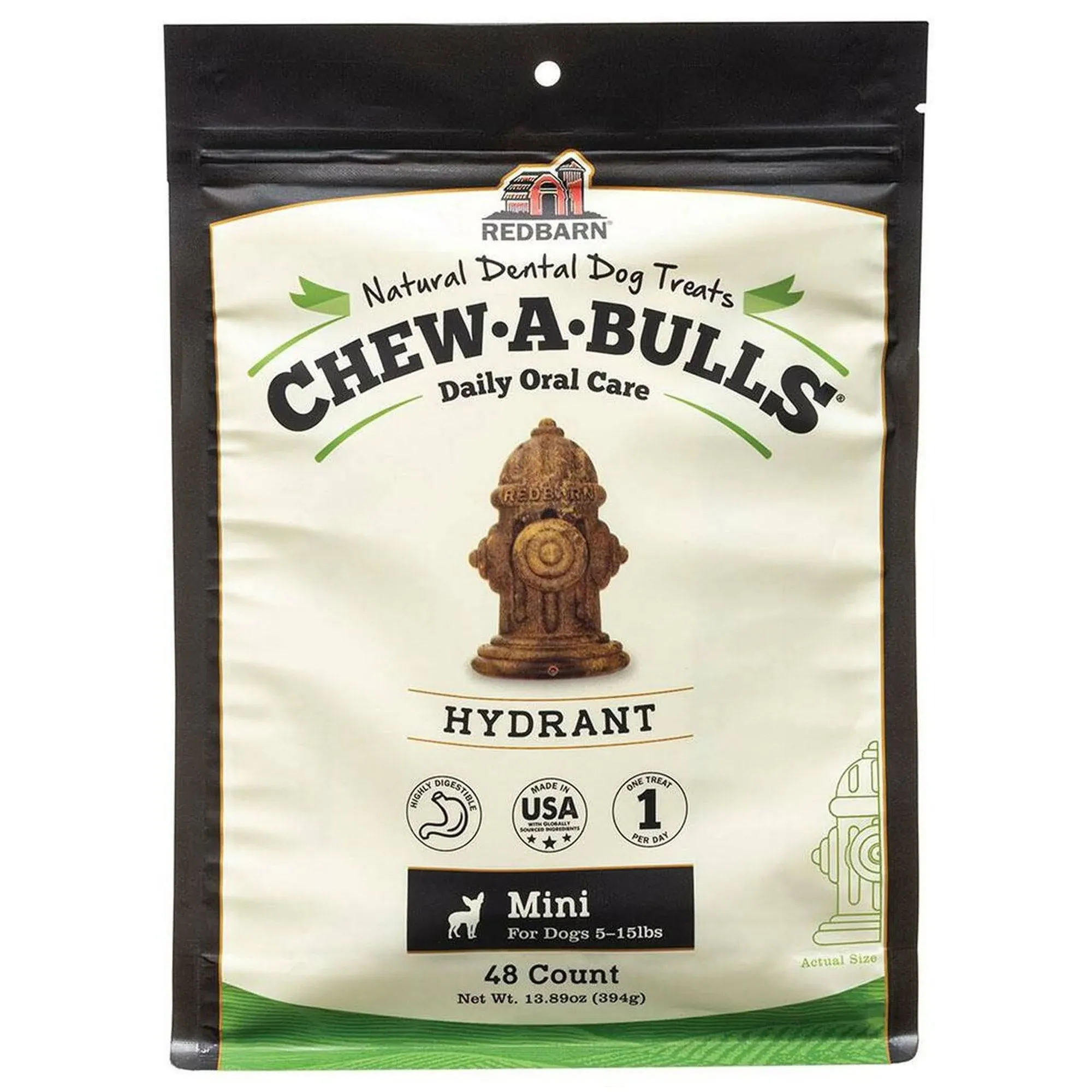 Redbarn Pet Products Chew-A-Bulls Dental Dog Treat Hydr