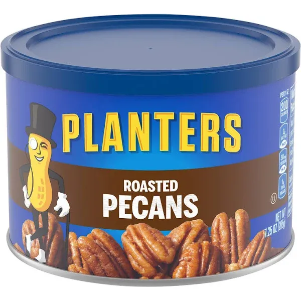 PLANTERS Roasted Pecans Salted Pecans Vegan Snacks, Kosher, Resealable, 7.25 oz.