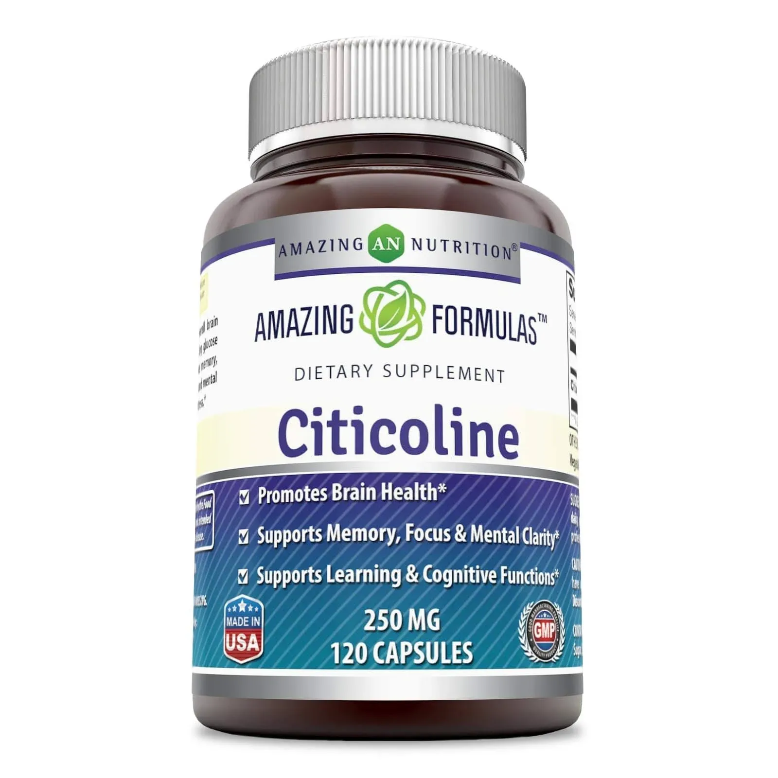 Amazing Formulas Citicoline 250 mg | Capsules Supplement | Non-GMO | Gluten Free | Made in USA (120 Count)