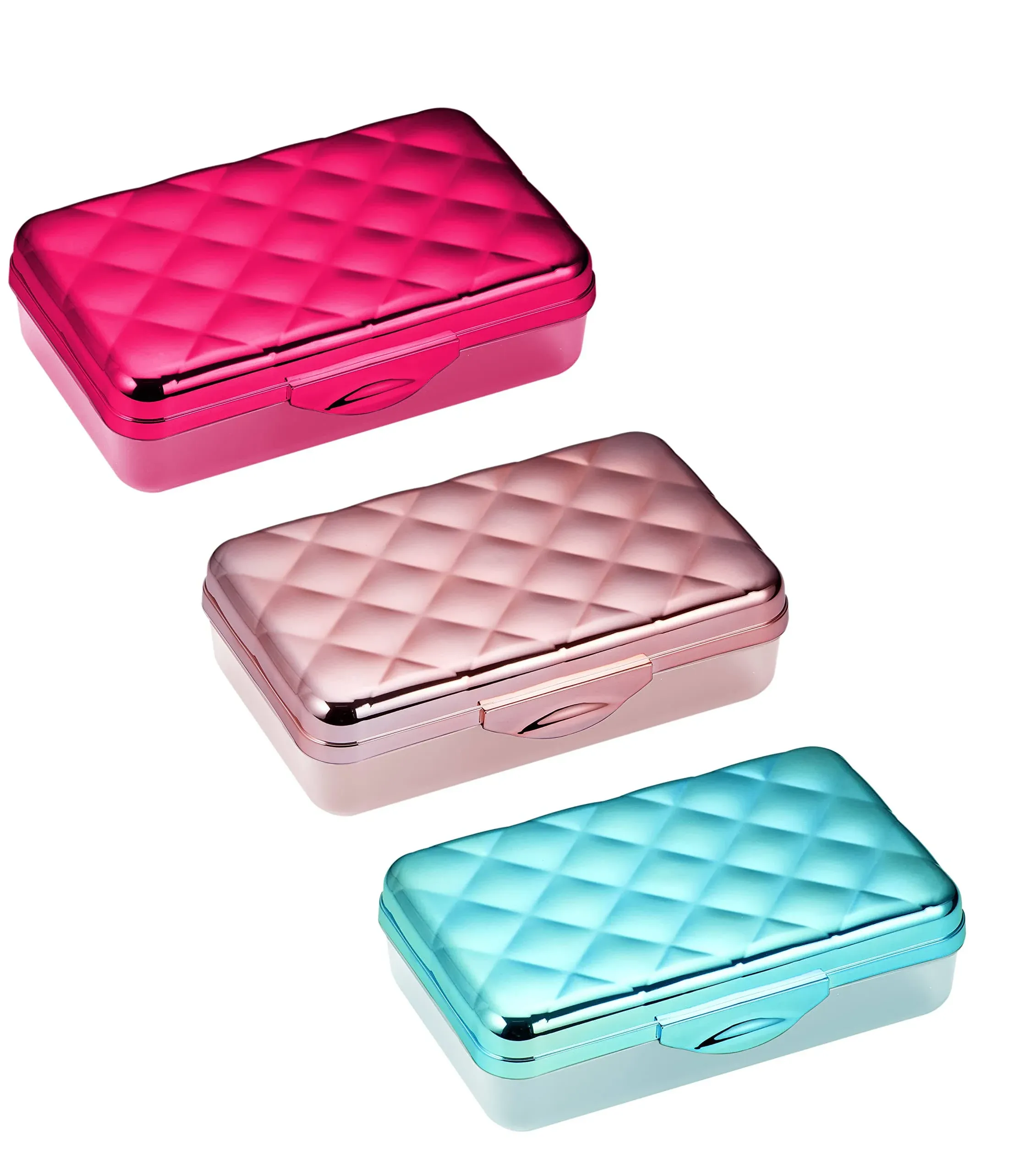 It's Academic Metallic Pencil Boxes, Assorted Colors, 3-Pack