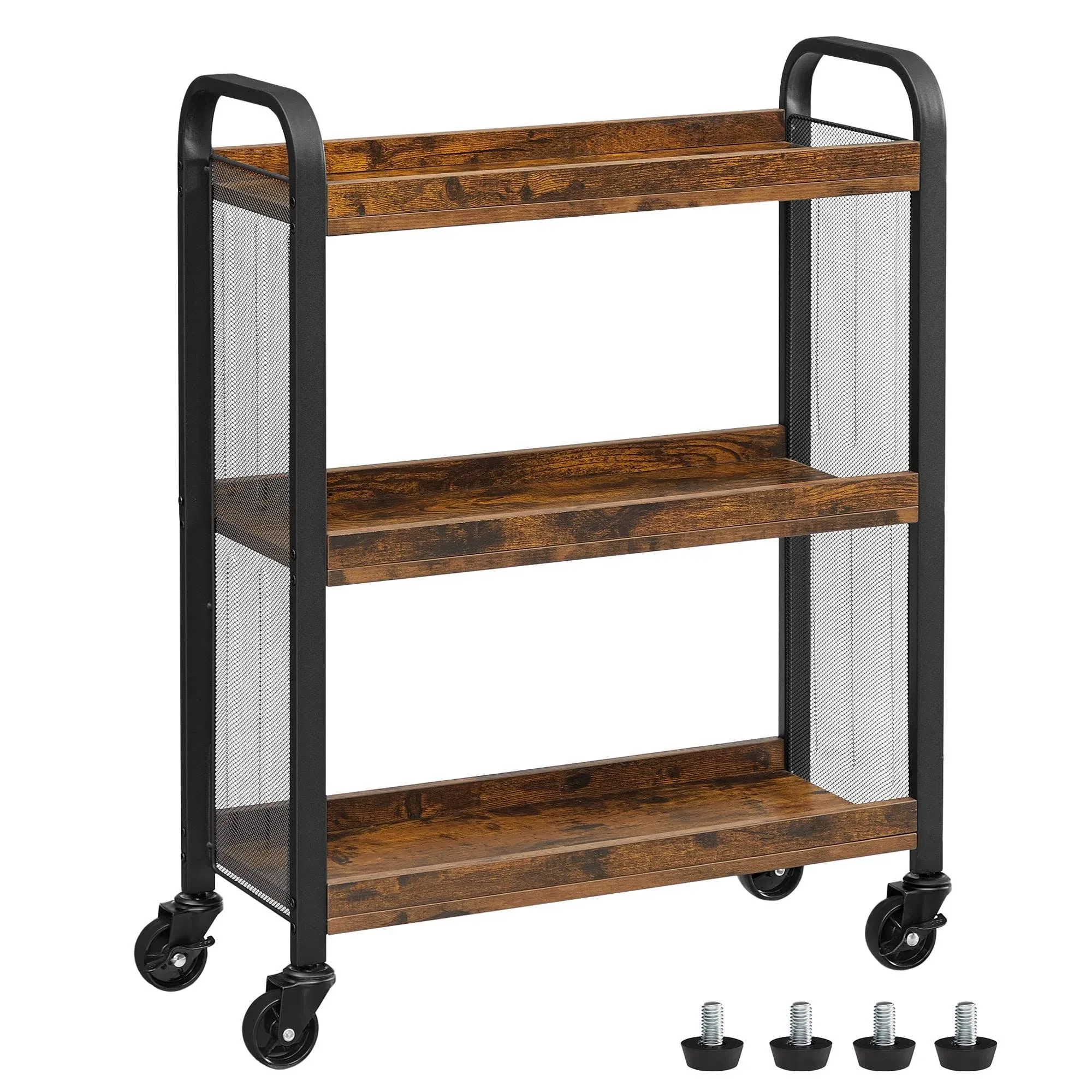 VASAGLE Serving Cart, Slim Kitchen Cart for Narrow Spaces, Rolling Storage Cart