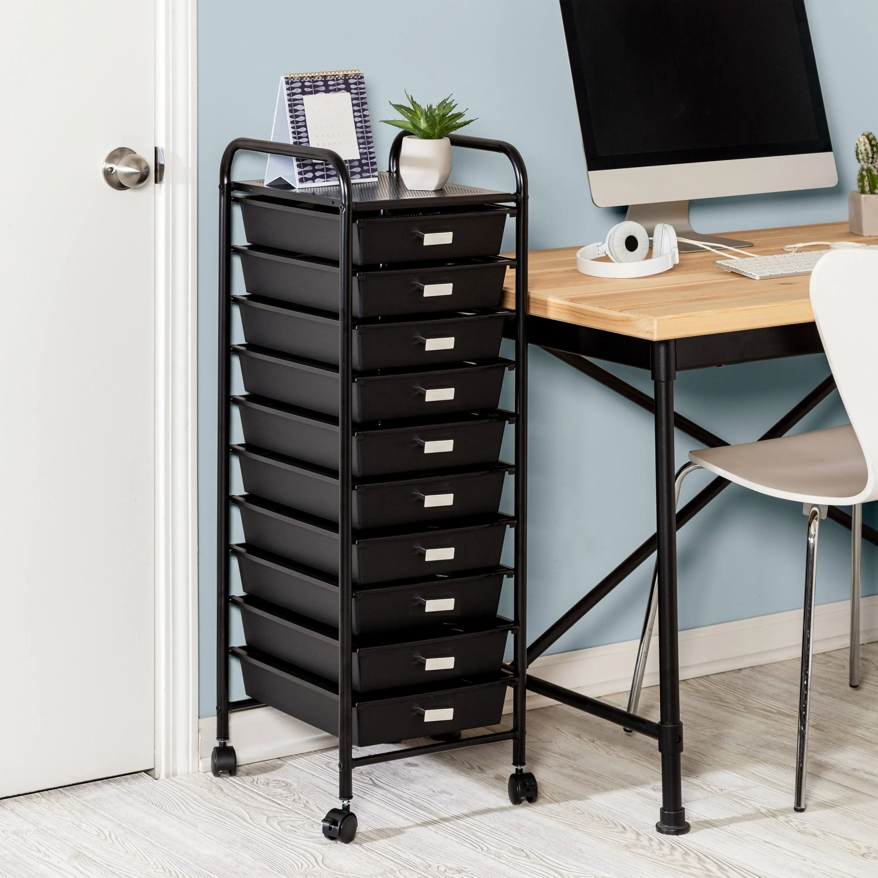 Honey Can Do 10-Drawer Rolling Storage Cart - Black