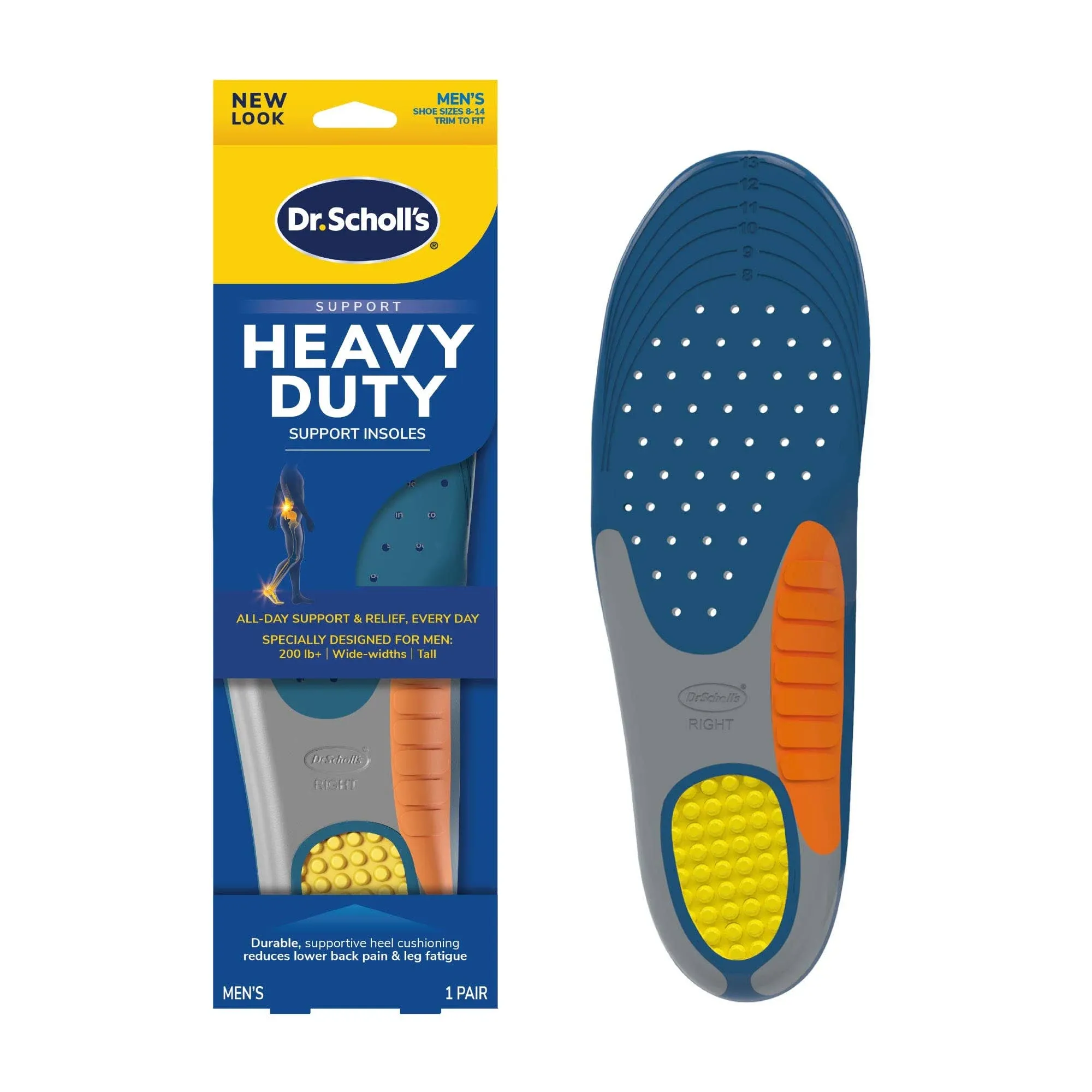 Dr. Scholl's Pain Relief Orthotic Heavy Duty Support Insoles | Men Sizes 8-14 | 1 Pair