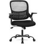 Ergonomic Mesh Office Chair with Flip-Up Arms - Computer Task Chair with Wheels and Lumbar Support