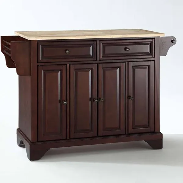 Crosley Furniture LaFayette Natural Wood Top Kitchen Island, Mahogany