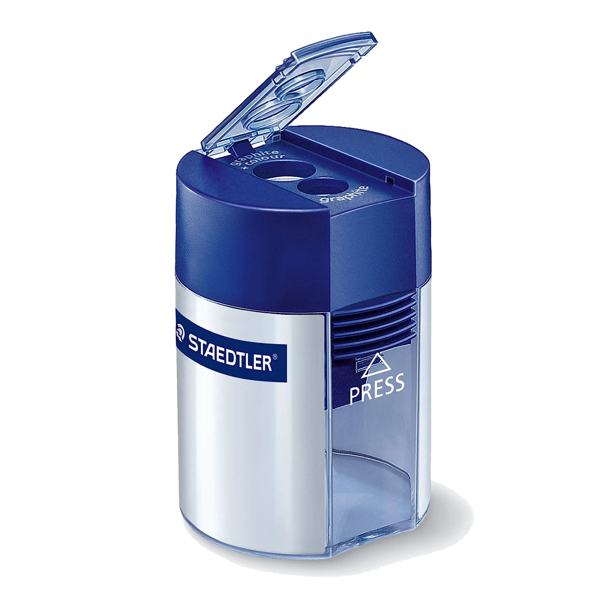 Staedtler Manual Pencil Sharpener, Blue/Silver, 4/Pack (53619-PK4) | Staples