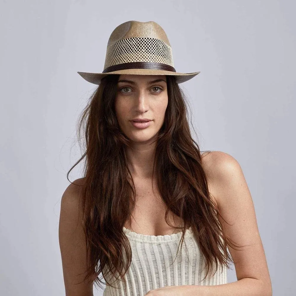 American Hat Makers Tuscany Fedora Straw Trilby Hat