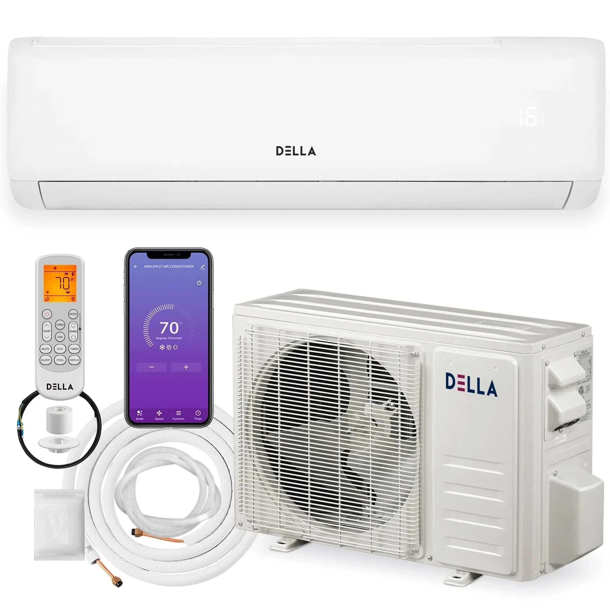 della 9000 BTU WiFi Mini Split Air Conditioner Work with Alexa 19 SEER2 Cools Up to 400 sq.ft Energy Efficient Ductless Inverter System with 0.75