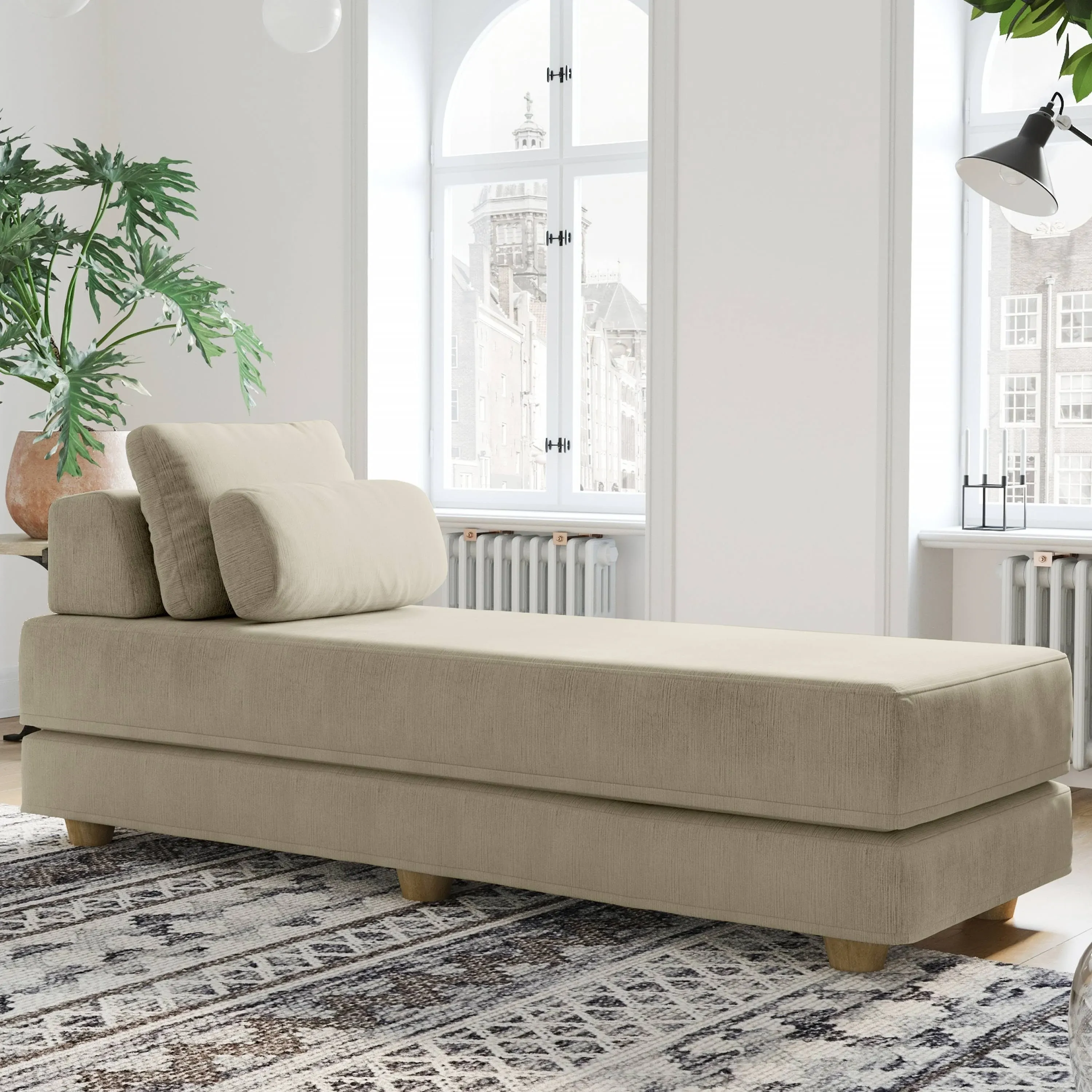 Jaxx Balshan Chaise Lounge Daybed, Ivory