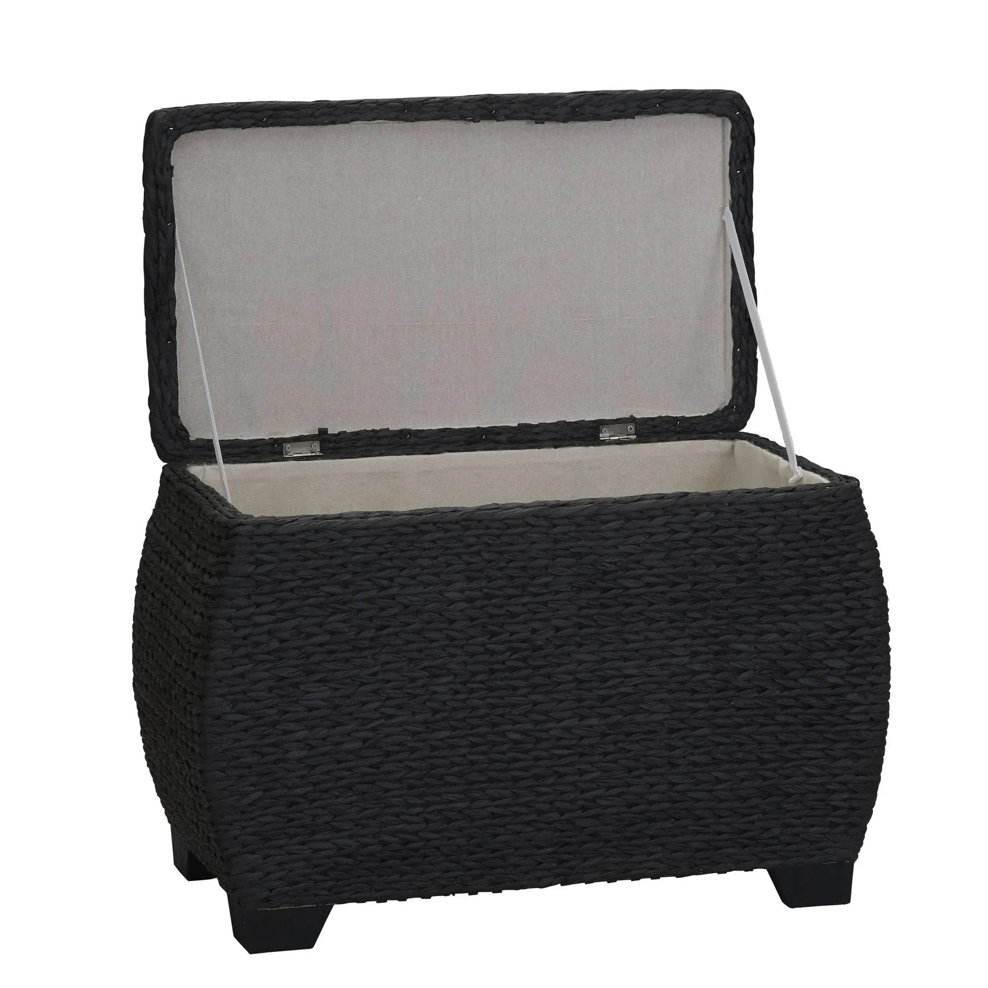 Household Essentials Large Curved Woven Storage Chest with Liner | Black Paper Rope