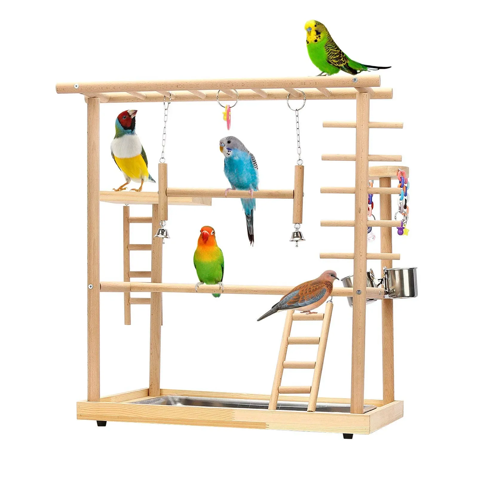 Ibnotuiy Pet Parrot Playstand Parrots Bird Playground Bird Play Stand Wood Perch ...