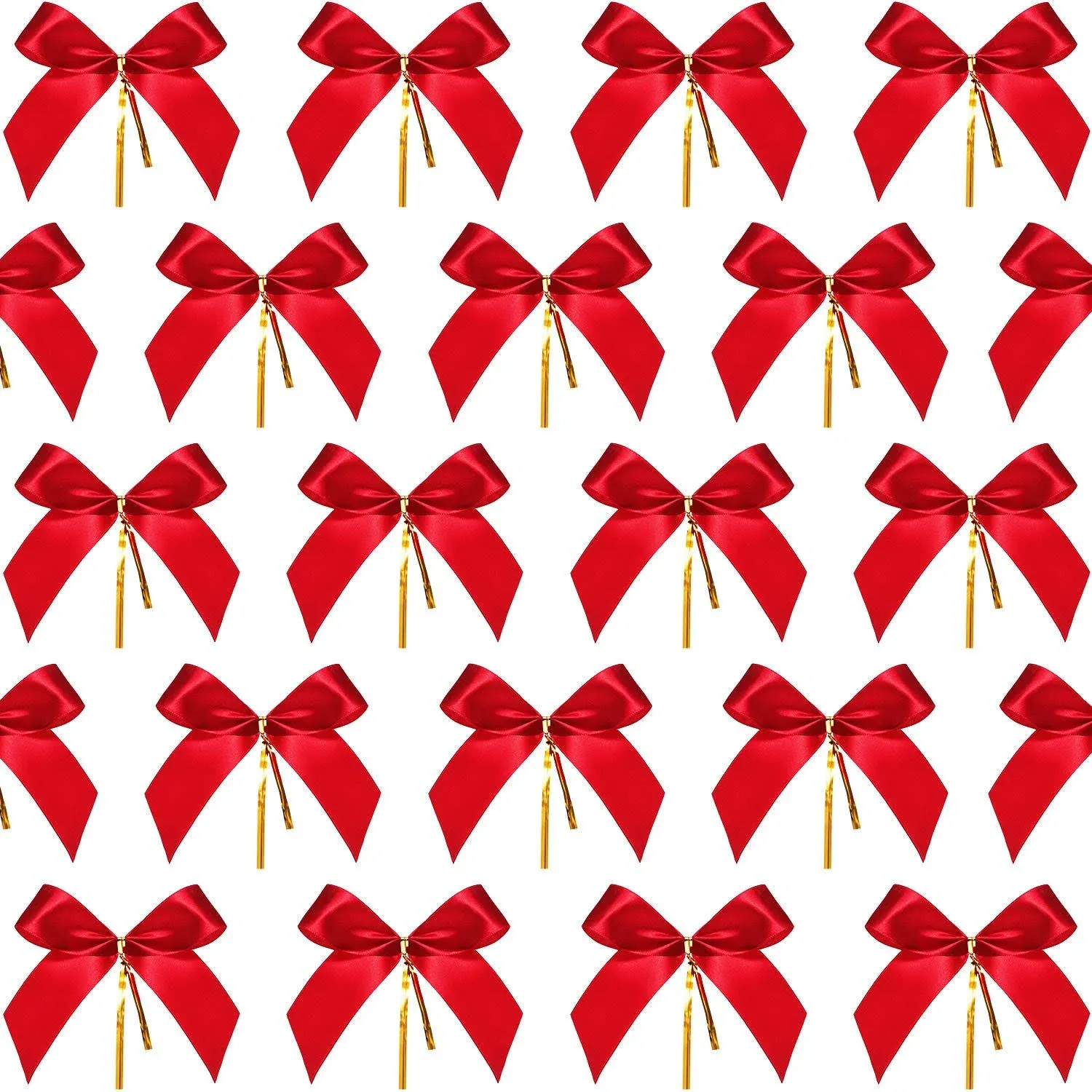 48 Pieces Christmas Bow Red Ribbon Bow Tie Wreath Ornaments for Christmas Tree X