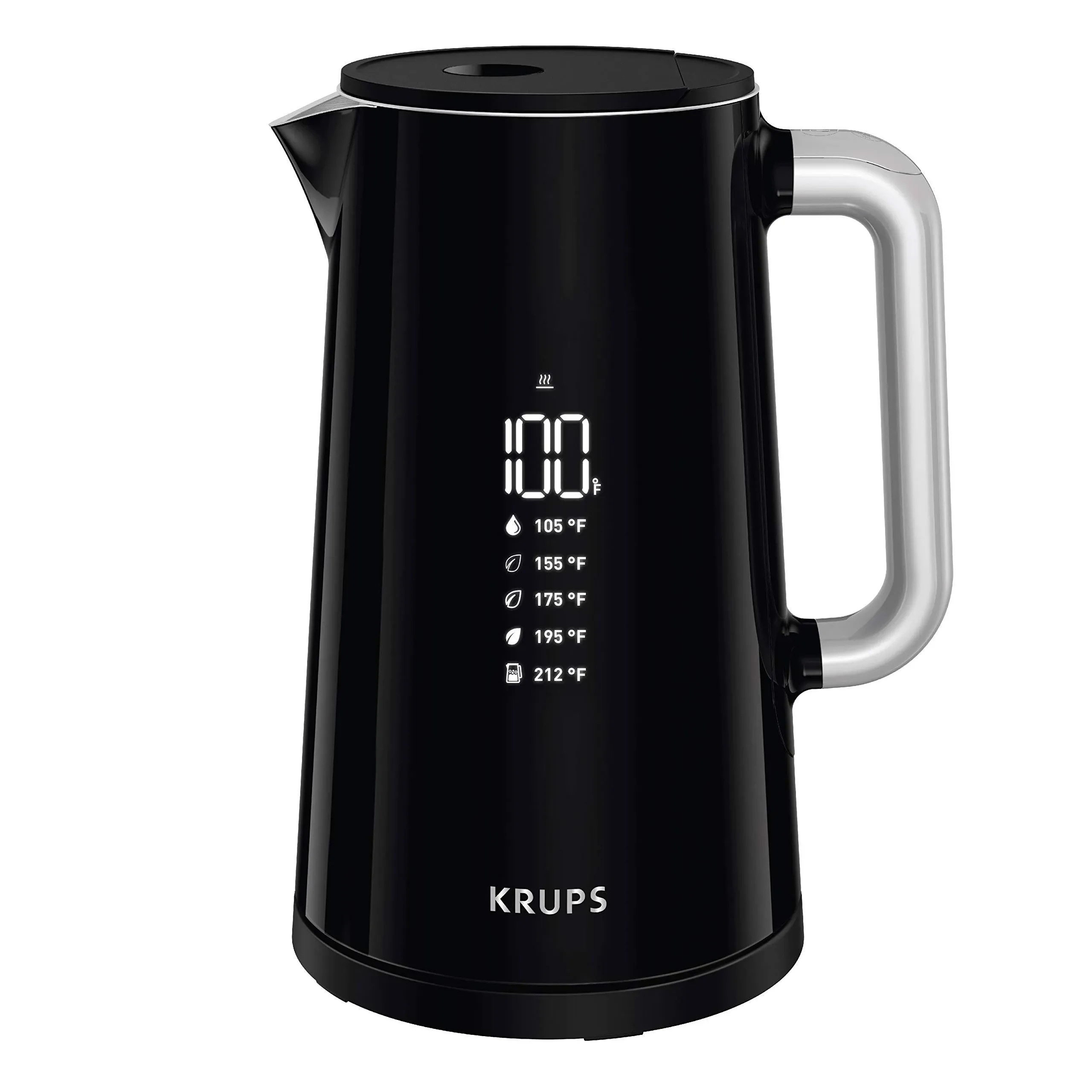 Digital Kettle Black Smart Temperature Display 1.7 L Stainless Steel Interior