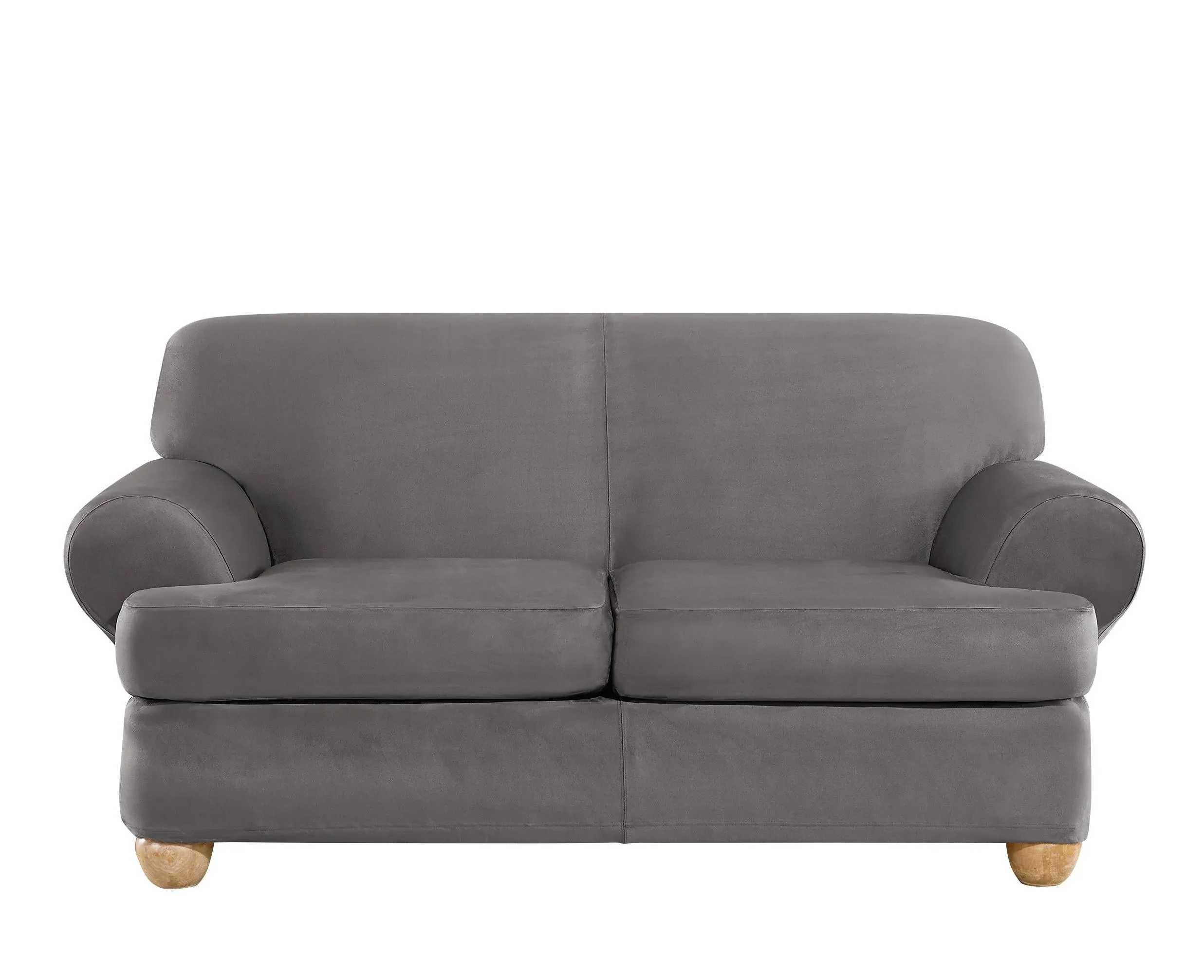 Ultimate Heavyweight Stretch Faux Suede T-Cushioned Loveseat Slipcover