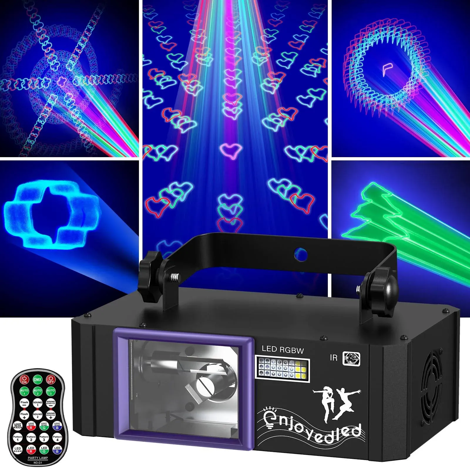  DJ Laser Party Lights - 3D Full Color Disco Scan Lazer Light with Sound 