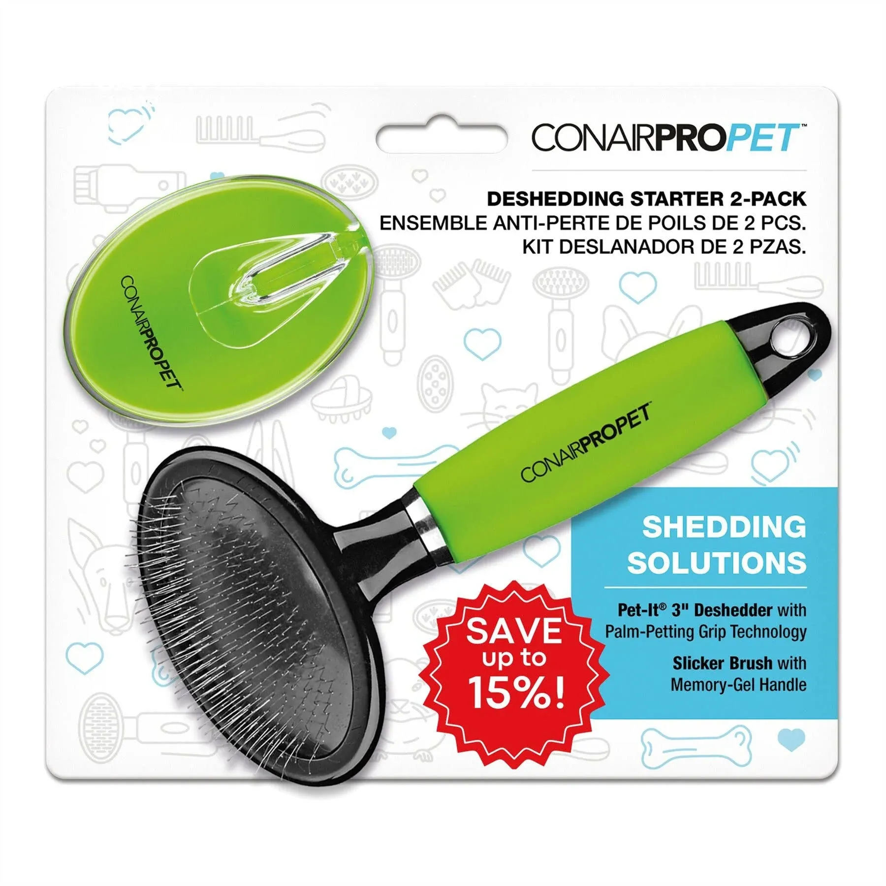 ConairPRO Dog & Cat CONAIRPROPET Shedding Solutions Starter Value 2-pk