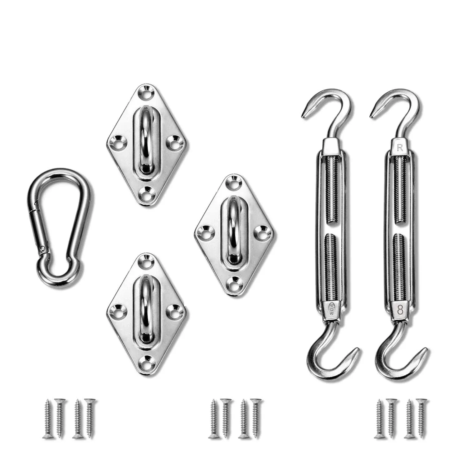 TANG Sunshades Depot Sun Shade Sail Hardware kit Set 8 Inches Super Heavy Duty Marine Grade for Triangle Shade Sail