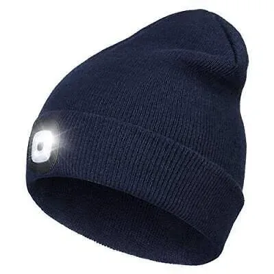 YunTuo LED Beanie with The Light, Unisex USB Rechargeable Headlamp Winter Knitted Cap Gifts for Men Dad Husband Him