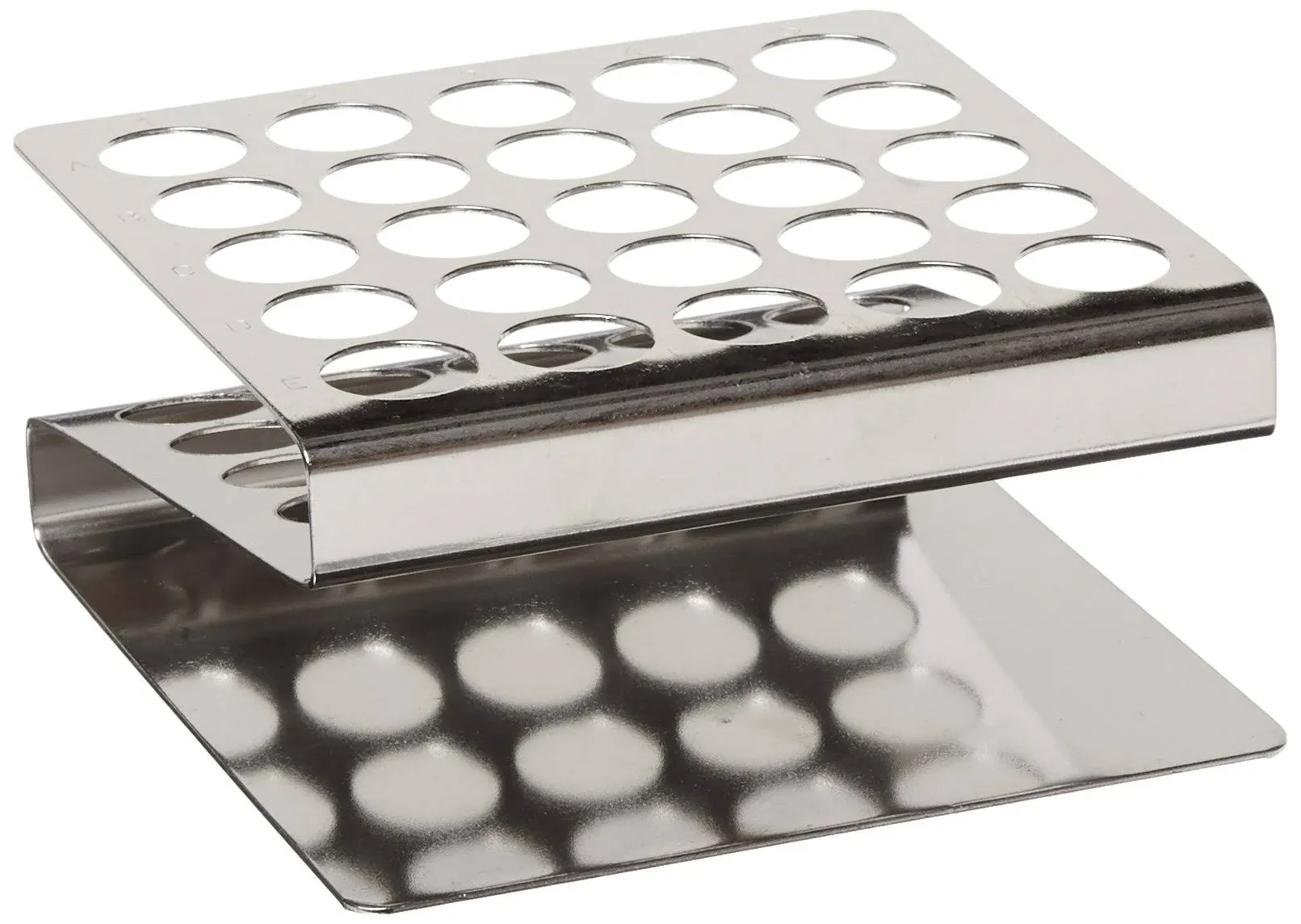 Globe Scientific 457200 Stainless Steel "Z" Shape Tube Rack, 16/17mm Tubes, 25-Place