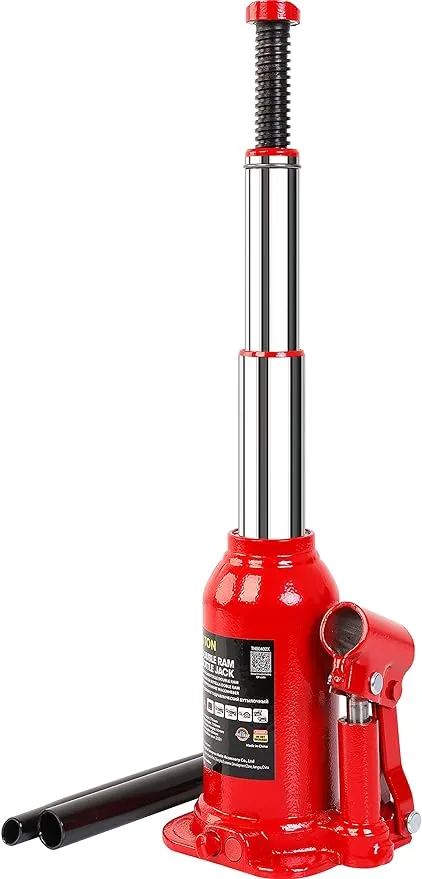 BIG RED 4 Ton(8,000 LBs) Torin Double Ram Welded Hydraulic Car Bottle Jack, Red