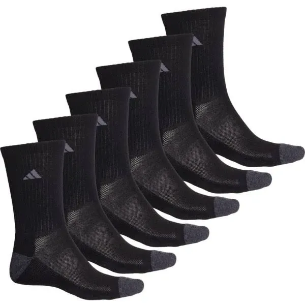 Adidas Men&#039;s Athletic Sport Moisture Wicking Cushioned Crew Socks 6 Pack, 6-12