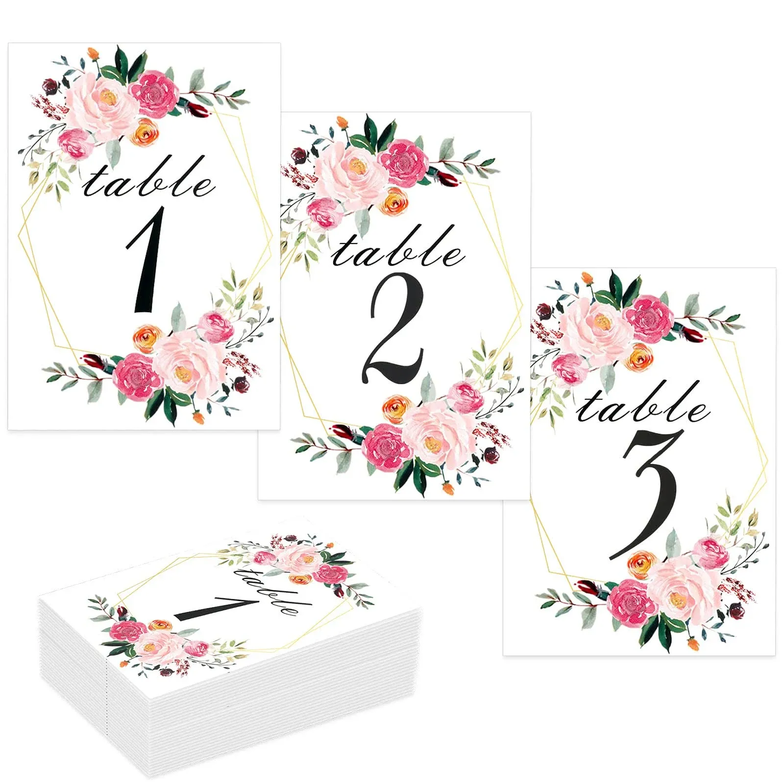 Numbers 1-26 Elegant Table Cards Wedding Reception Double Side Decorations