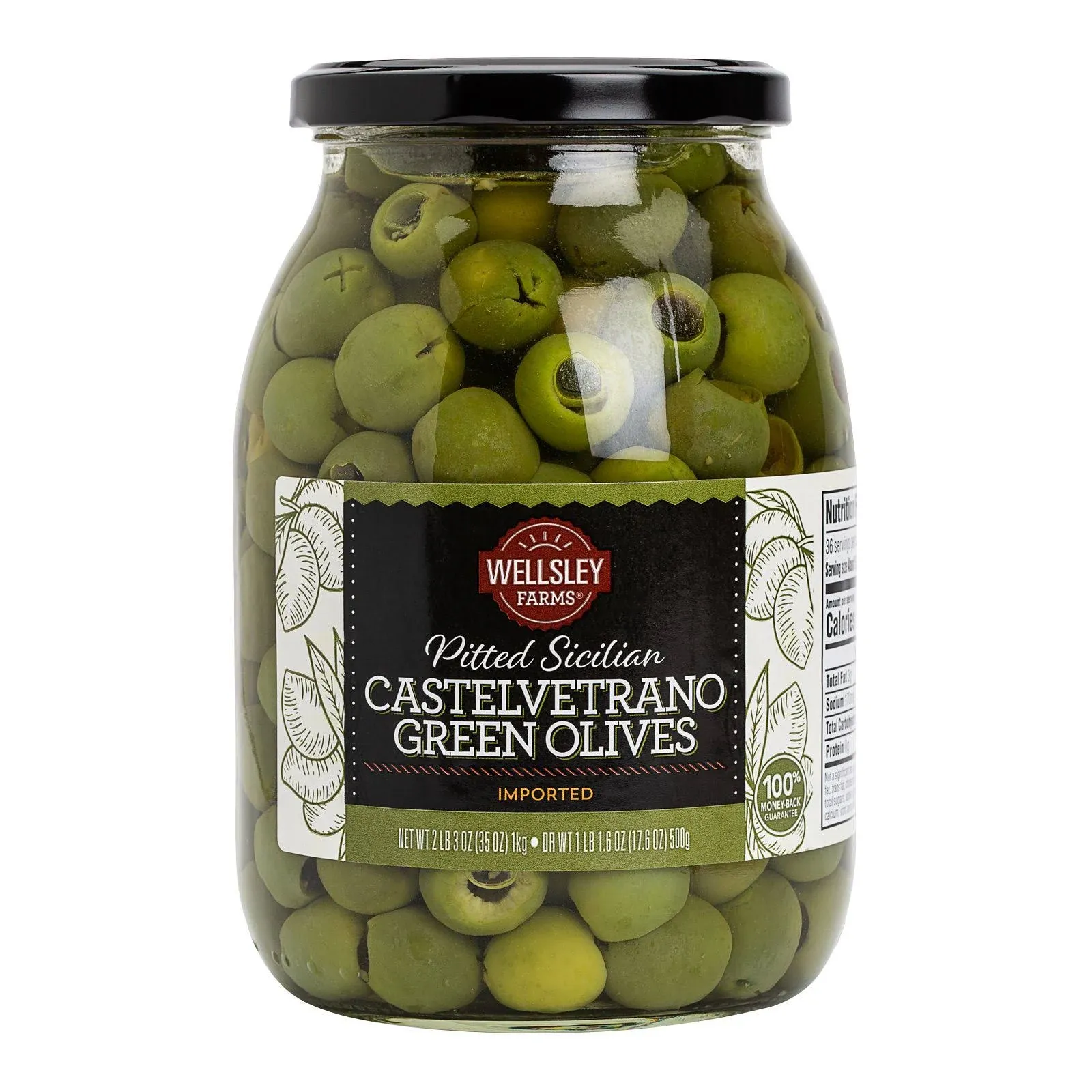 Wellsley Farms Castelvetrano Pitted Sicilian Green Olives 35.3 oz.