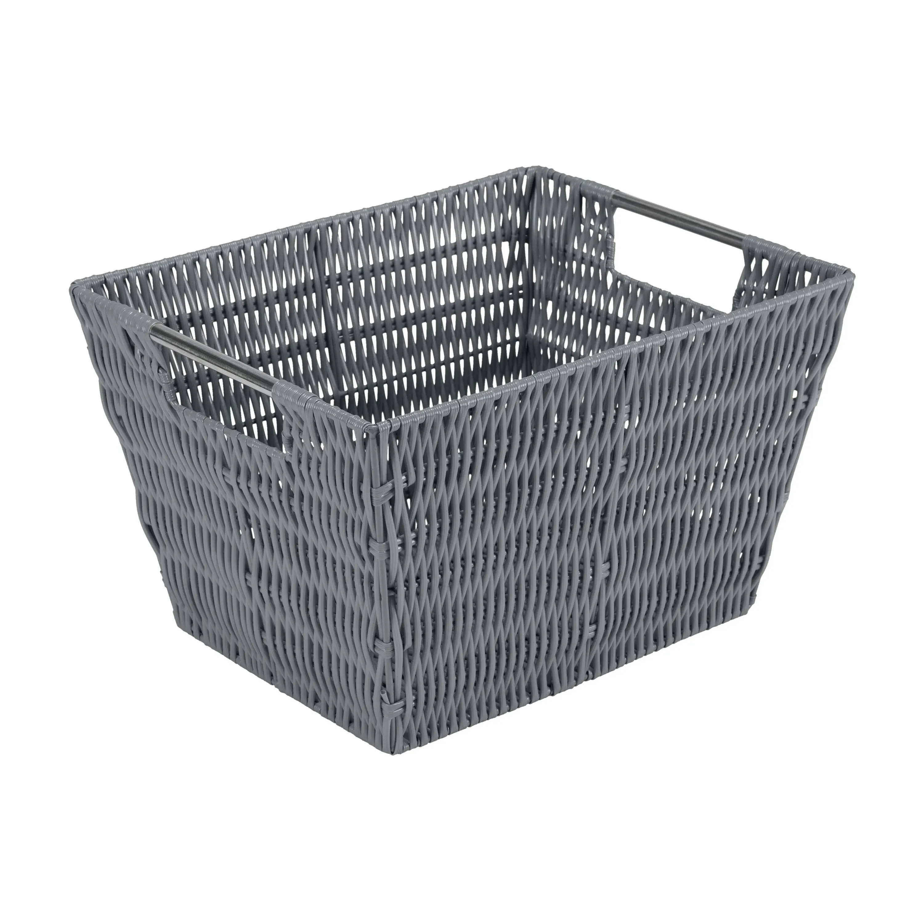 Simplify Medium Chocolate Rattan Storage Basket