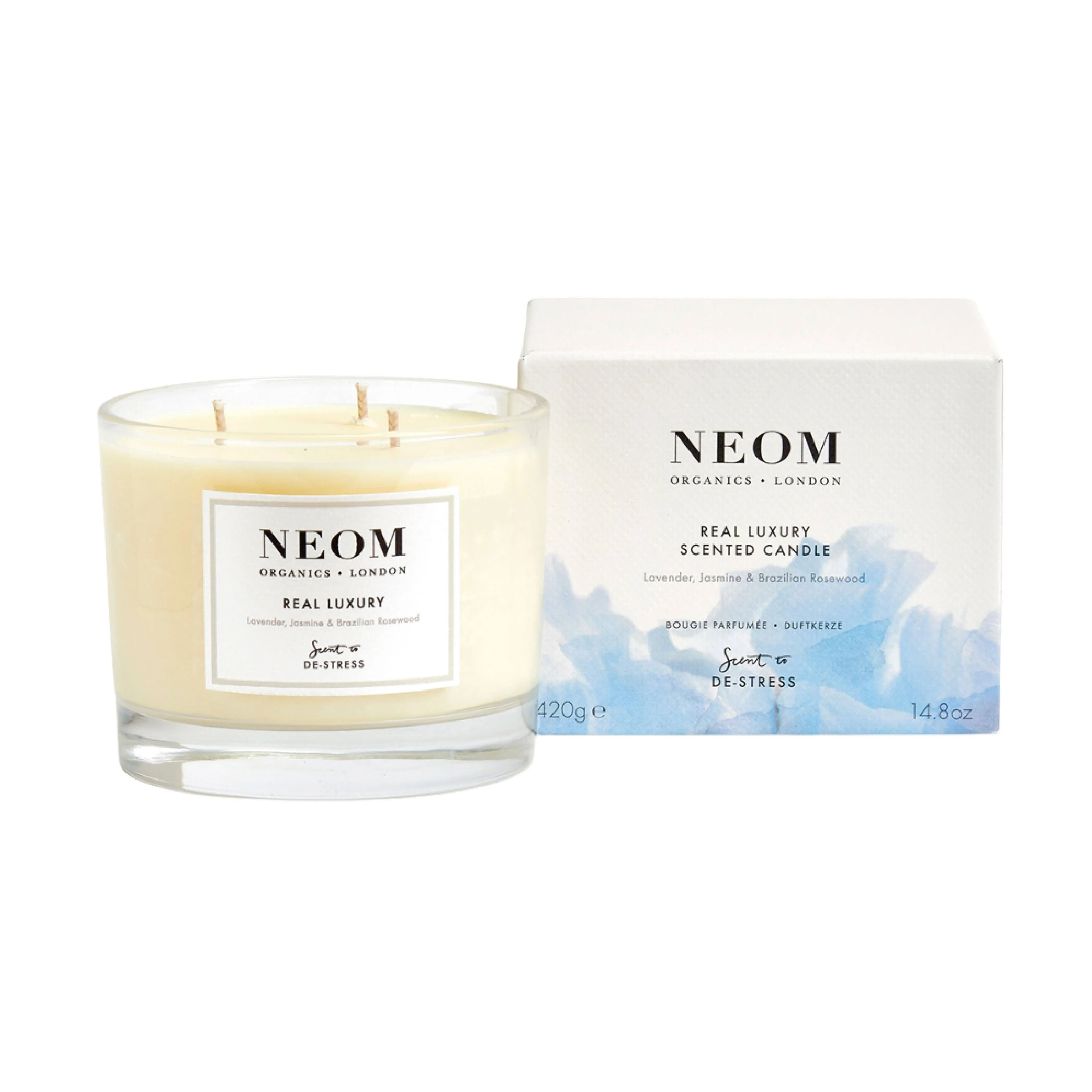 NEOM Real Luxury De-Stress Scented 3 Wick Candle