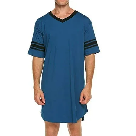 Men&#8217;s Short Sleeve V-Neck Stitching Pajamas