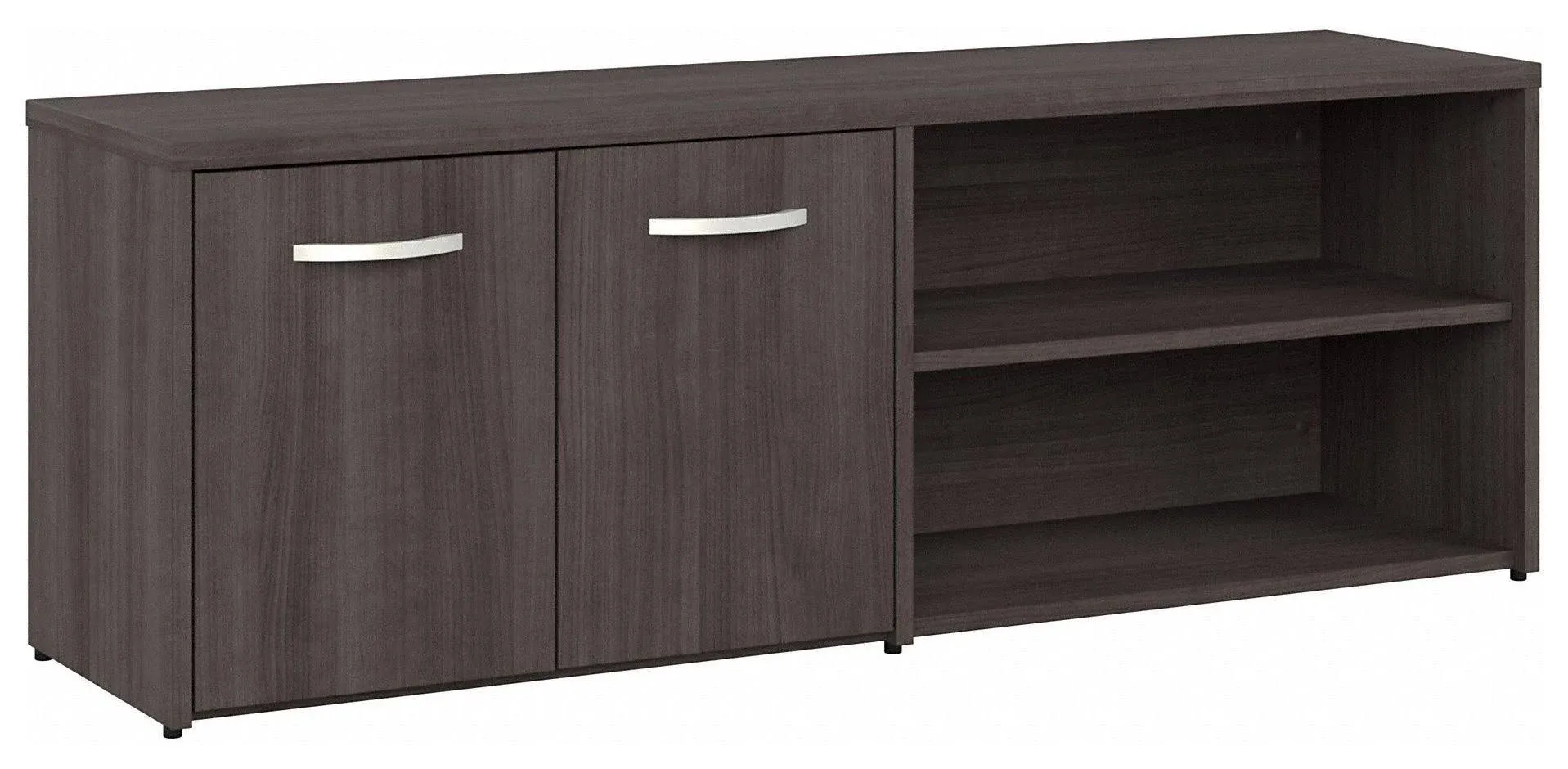 Bush Business Furniture Hybrid Low Storage Cabinet with Doors and Shelves Storm Gray