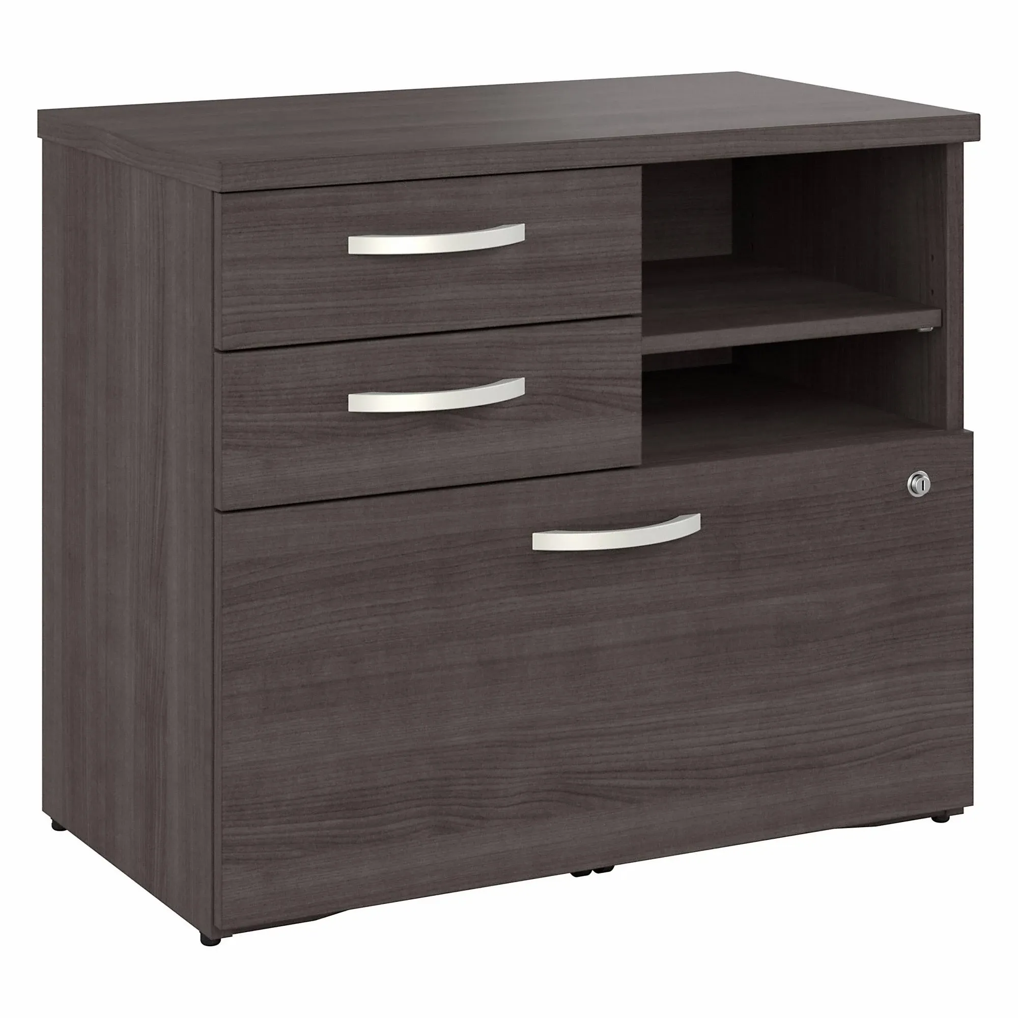 Hybrid Office Storage Cabinet with Drawers in Storm Gray - Engineered Wood