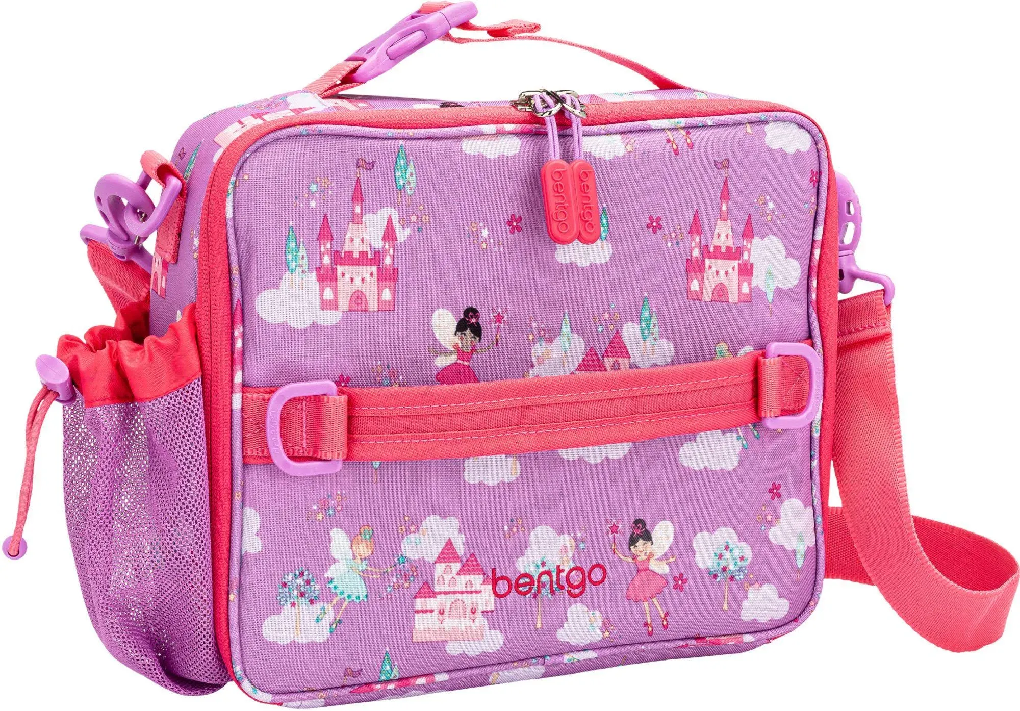 Bentgo Kids Lunch Bag - Durable, Double-Insulated Lunch Bag for Kids 3+; Holds Lunch Box, Water Bottle, & Snacks; Easy-Clean Water-Resistant Fabric & Multiple Zippered Pockets (Fairies)