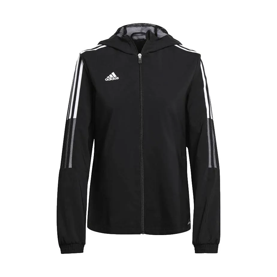 Adidas Womens Size M Black Tiro 21 Full Zip Hooded Windbreaker Jacket New