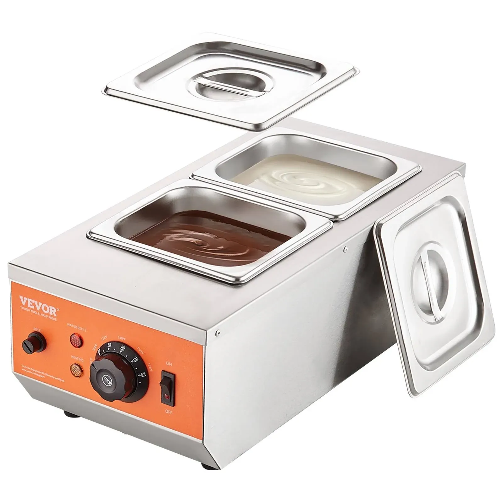 VEVOR Chocolate Tempering Machine Chocolate Melting Pot with Temp Control 86~185°F - 9 lbs 2 Tanks